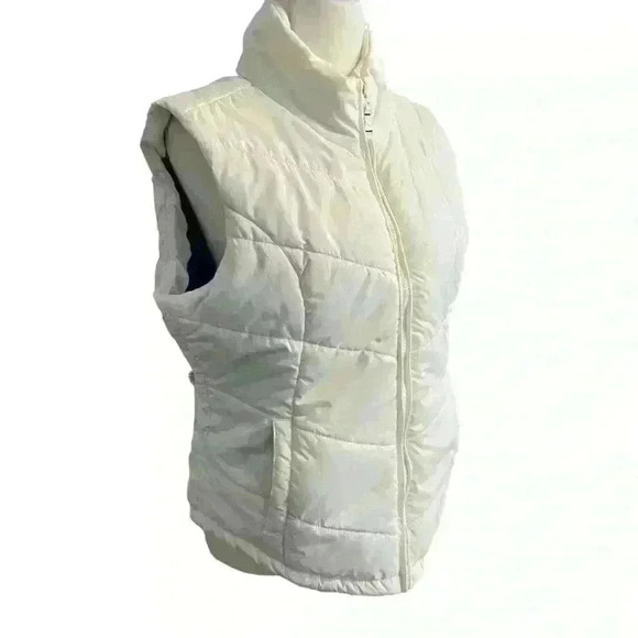 Aeropostale Women’s Puffer Vest Size L White Zipper Front Outdoors Hiking Fall - Picture 4 of 10
